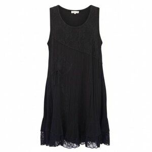 Charlotte & Louis Black Sleeveless Dress Lace Overlay and Hem Size 18